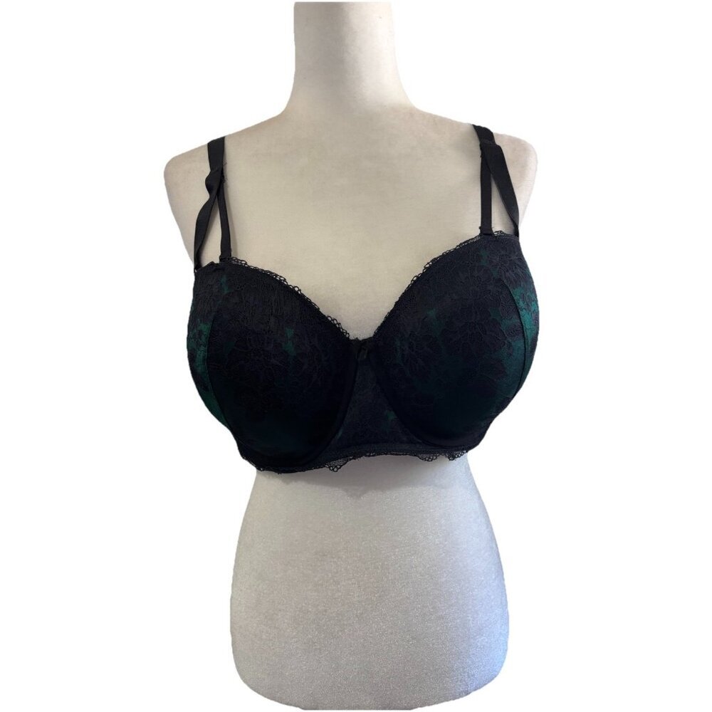 Torrid Curve Bombshell Everyday Strapless Push Up Lace Green Bra 42DD